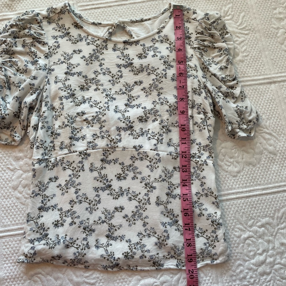 Abercrombie Blue Willow Toile Open Back Short Sleeve Top - Picture 12 of 12